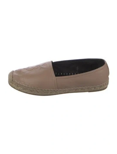 Pre-owned Saint Laurent Leather Whipstitch Trim Espadrilles In Pink