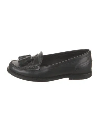 Pre-owned Saint Laurent Leather Whipstitch Trim Loafers In Black