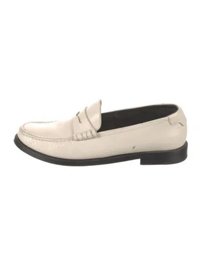 Pre-owned Saint Laurent Leather Whipstitch Trim Loafers In Neutral