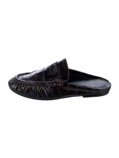 Pre-owned Saint Laurent Leather Whipstitch Trim Mules In Black