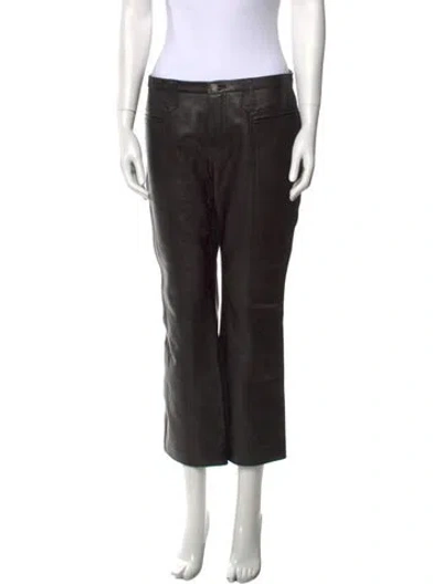 Pre-owned Saint Laurent Leather Wide Leg Pants In Black