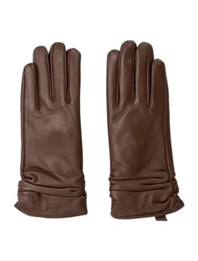Pre-owned Saint Laurent Leather Winter Gloves In Brown