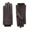 Saint Laurent Leather Wool-lined Cassandre Gloves In Brown