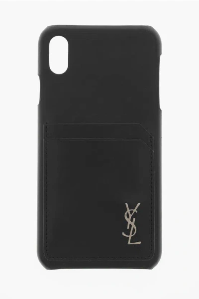 Saint Laurent Leather Xs Iphone Cover In Black