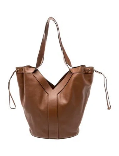Pre-owned Saint Laurent Leather Y Leather Tote 2025 In Brown
