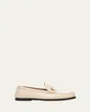 Saint Laurent Leather Loafers With Round Toeline And Rubber Sole In White