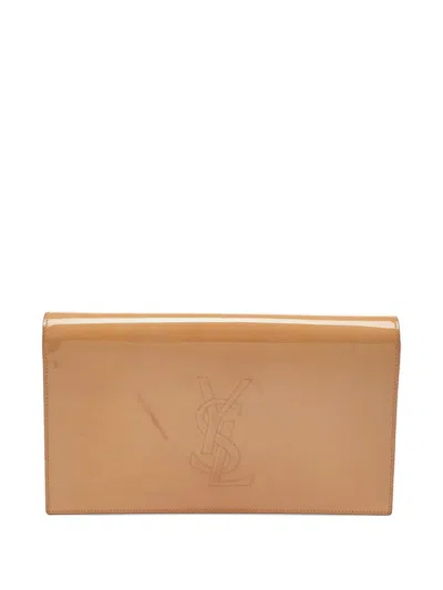 Pre-owned Saint Laurent Leather Ysl Logo Clutch Bag