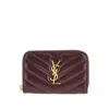 Saint Laurent Leather Zip-around Mini Wallet In Red