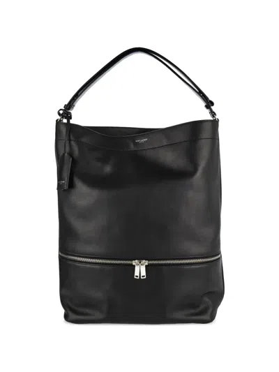 Saint Laurent Leather Zip-detail Tote Bag In Black