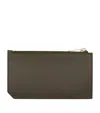 Saint Laurent Leather Zip-up Card Holder In Green