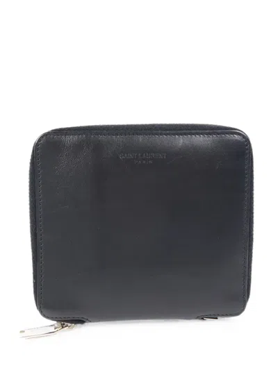 Pre-owned Saint Laurent Leather Zip-around Wallet In Black