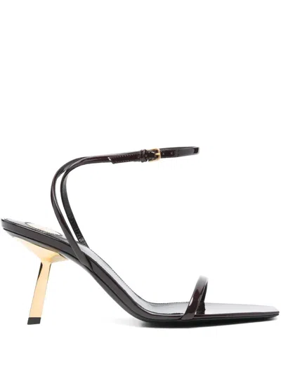 Saint Laurent Lee 75 Mini Soft Sandals For Women In Burgundy