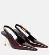 Saint Laurent Lee Embellished Patent-leather Slingback Pumps In Red