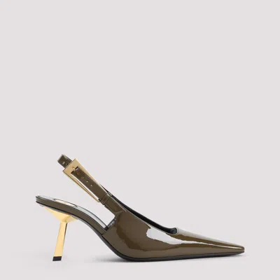 Saint Laurent 110mm Lee Patent-leather Slingback Pumps In Green