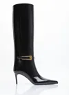 Saint Laurent Hacker Pointed Toe Knee High Boot In Black