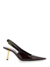 SAINT LAURENT LEE BORDEAUX SLINGBACK PUMPS WITH GEOMETRIC STILETTO HEEL IN LEATHER WOMAN