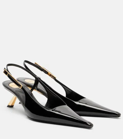 Saint Laurent Lee Patent Leather Slingback Pumps In Black