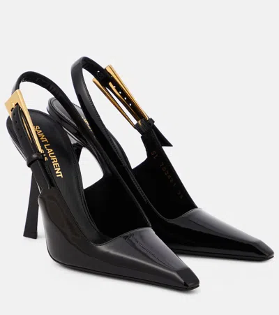 Saint Laurent Lee Patent Leather Slingback Pumps In Black