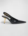 Saint Laurent Graham 110 Patent Leather Slingback Pumps In Noir 1000