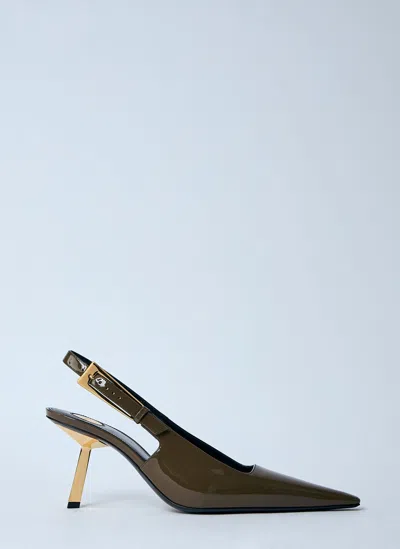 Saint Laurent Lee Slingback Pumps In Brown