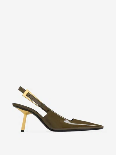 Saint Laurent Lee Slingback Shoes In Military Green