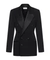 Saint Laurent Leger Armure Double-breasted Blazer In Black