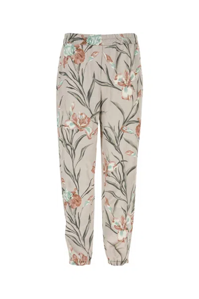 Saint Laurent Printed Satin Pant In Gray