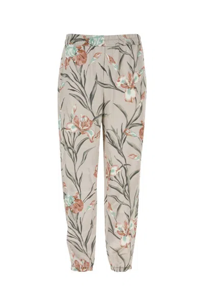Saint Laurent Printed Satin Pant In Gray