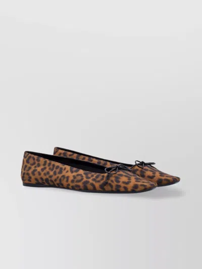SAINT LAURENT LEO POPPY BOW FLAT SOLE BALLERINA