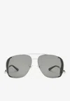 Saint Laurent Eyewear Aviator Sunglasses In Gray