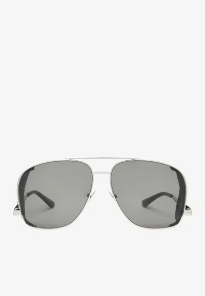 Saint Laurent Eyewear Aviator Sunglasses In Gray