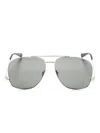 Saint Laurent Leon Oversized-frame Sunglasses In 银色