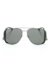 Saint Laurent Leon Pilot-frame Sunglasses In Silver