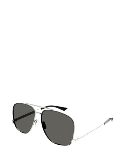 Saint Laurent Leon Pilot-frame Sunglasses In Gray