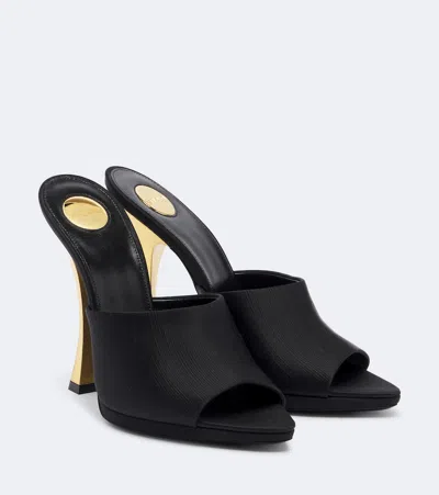 Saint Laurent Leon Satin Mules In Black