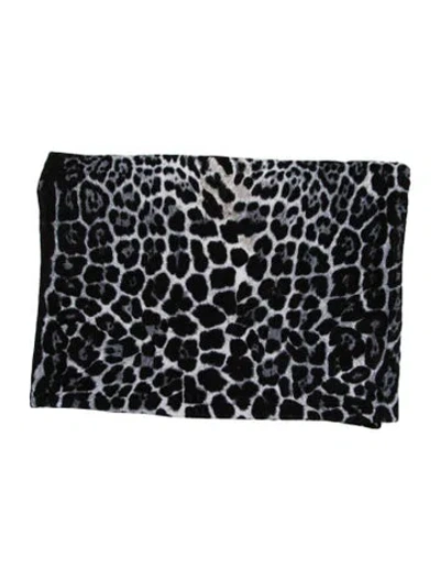 Pre-owned Saint Laurent Leopard Beach Towel W/ Tags In Black