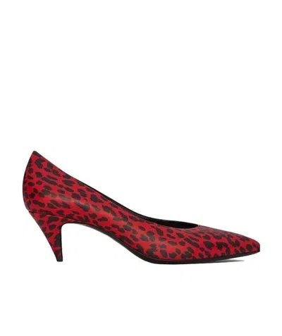 Saint Laurent Leopard High Heels In Red