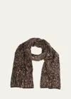 Saint Laurent Leopard Mohair And Wool Scarf In Beige Black