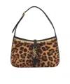 Saint Laurent Leopard Patterned Logo Plaque Tote Bag In Black