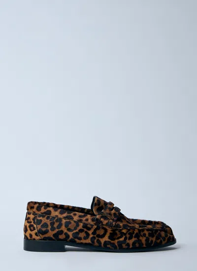 SAINT LAURENT LEOPARD PONY HAIR LOAFERS