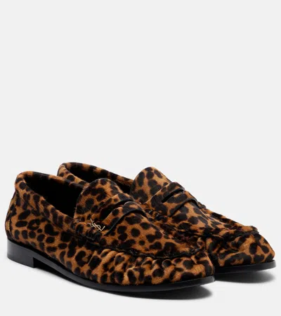 Saint Laurent Le Loafer Leopard-print Calf Hair Loafers In Cream