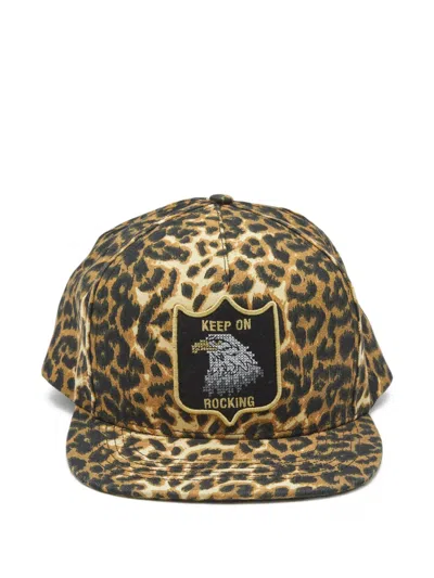 Pre-owned Saint Laurent Leopard-print Embroidery Cap In Brown