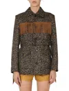 Saint Laurent Belted Fringed Leopard Wool-blend Jacquard Jacket In Animalier