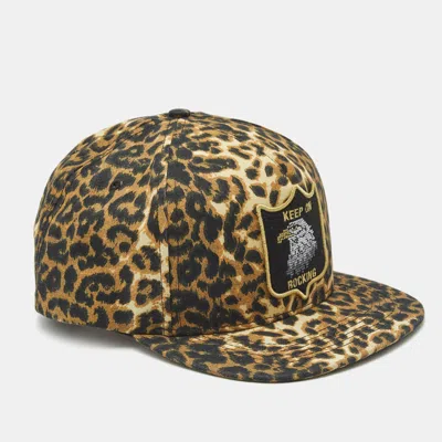 Pre-owned Saint Laurent Leopard Print Keep On Rocking Eagle Cap In Brown