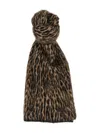 Saint Laurent Leopard-print Knit Scarf In Brown