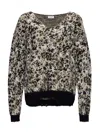 Saint Laurent Leopard Print Knit Sweater In Black
