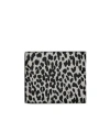 Saint Laurent Leopard Print Leather Wallet In Black