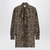 Saint Laurent Leopardprint Silk Mini Dress In Animal Print