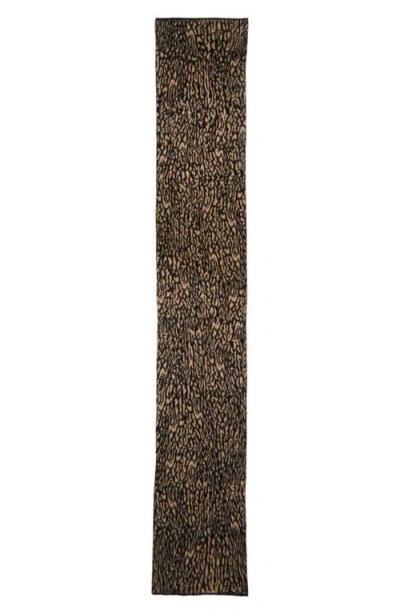 Saint Laurent Leopard Print Mohair & Wool Blend Scarf In Brown