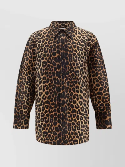 Saint Laurent Leopard Print Oversized Shirt In Animal Print